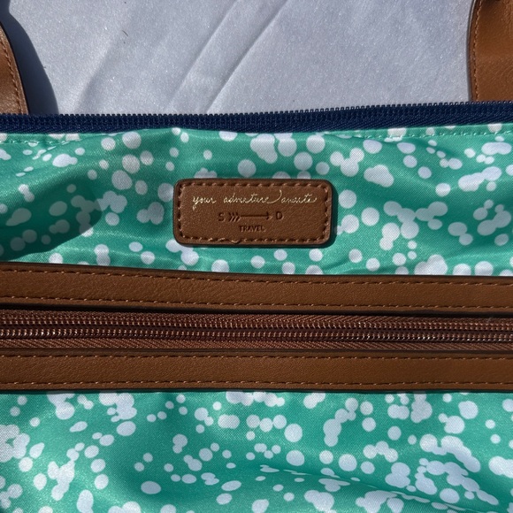 Stella & Dot Teal and Brown Tote NWOT. Very large. Bag extends - Picture 2 of 6